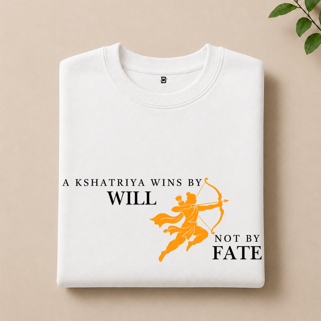 KSHATRIYA'S WILL & FATE T-SHIRT (WHITE)