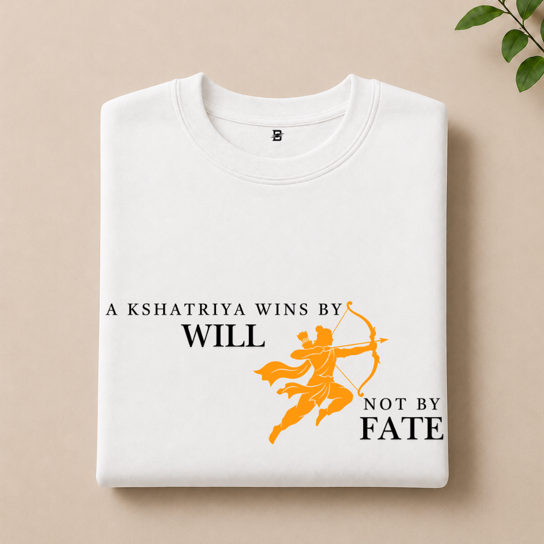 KSHATRIYA'S WILL & FATE T-SHIRT (WHITE)