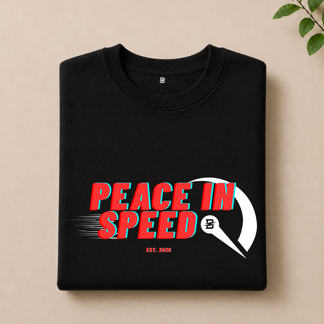 PEACE IN SPEED T-SHIRT (BLACK)