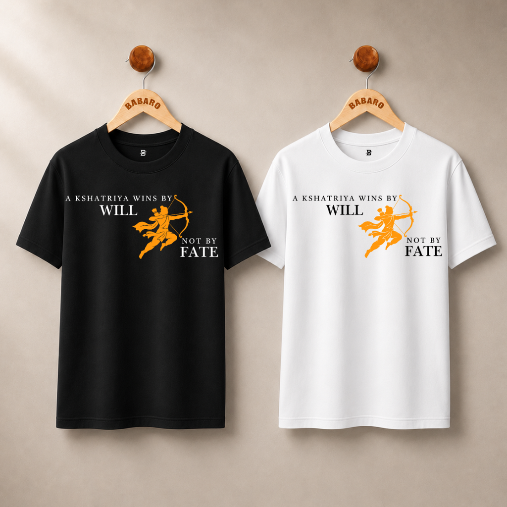 KSHATRIYA'S WILL & FATE T-SHIRT (WHITE)