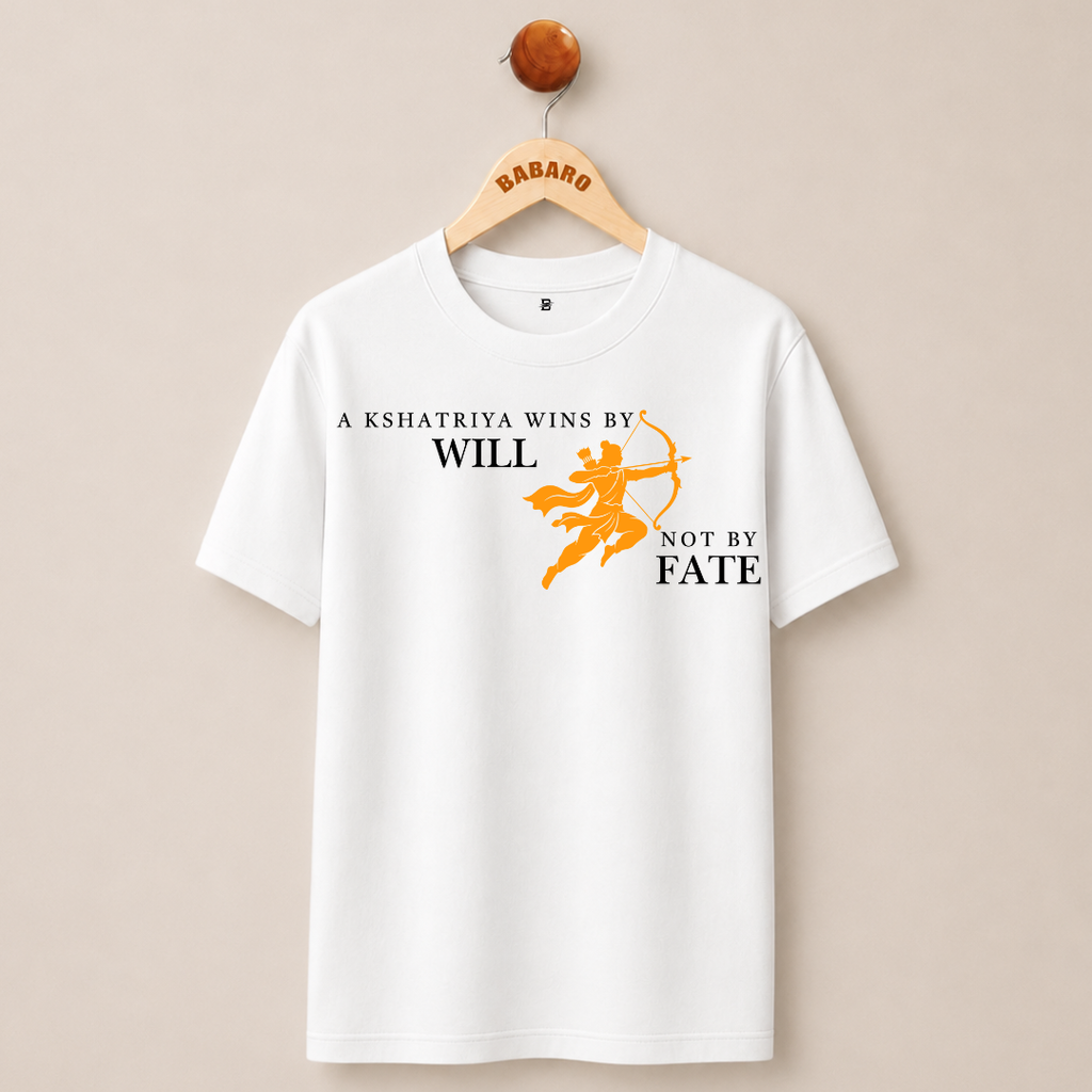 KSHATRIYA'S WILL & FATE T-SHIRT (WHITE)