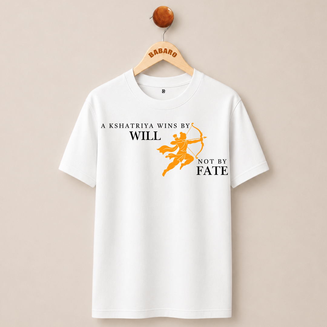 KSHATRIYA'S WILL & FATE T-SHIRT (WHITE)